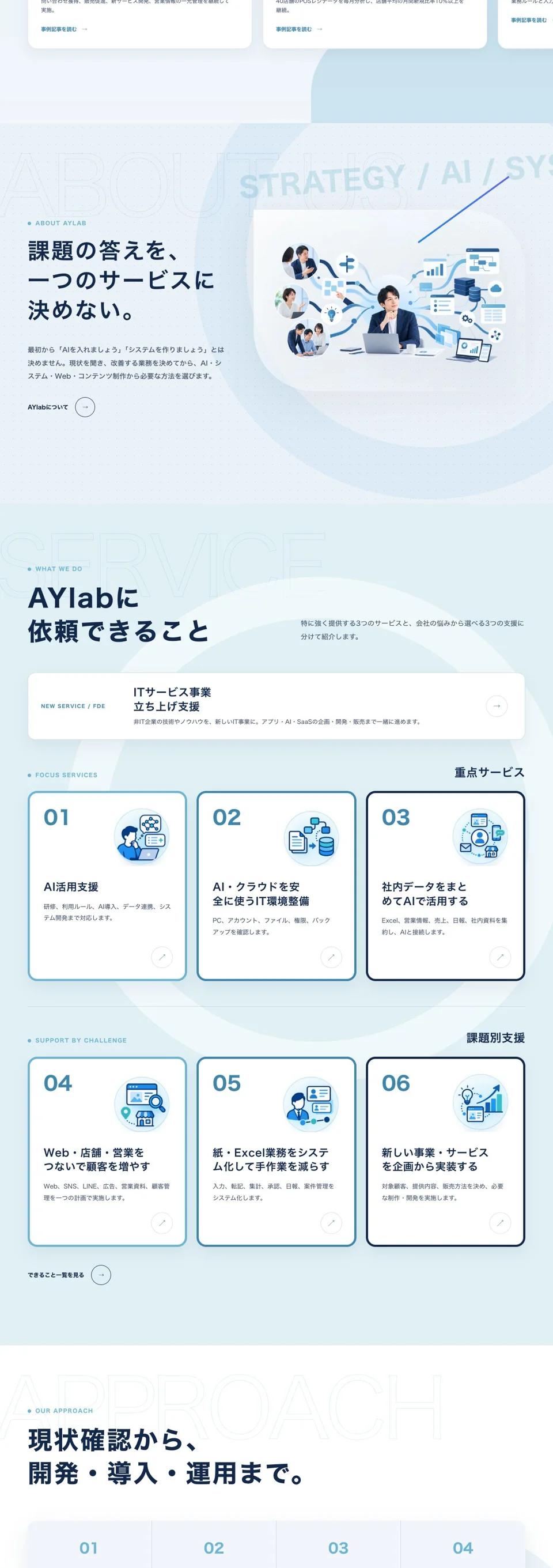 合資会社AYlabのページ全体を順に撮影した画面・パート2